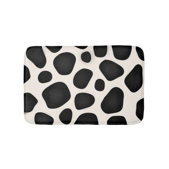 Tapis De Bain Impression de vache tache noire et blanche (Devant)