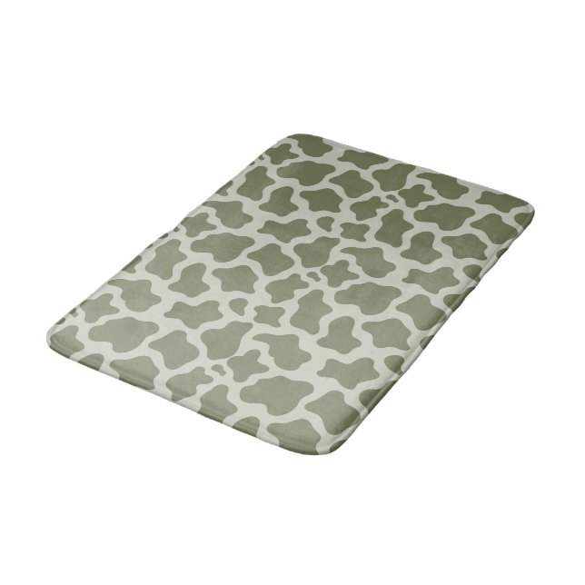 Tapis De Bain Impression de vache verte Sage (Angle)