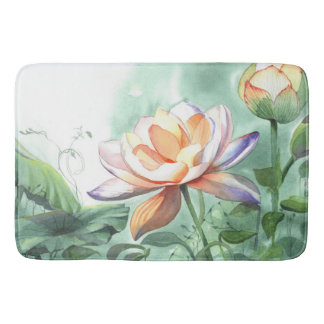 Tapis De Bain Impression sur toile de lotus à l'aquarelle