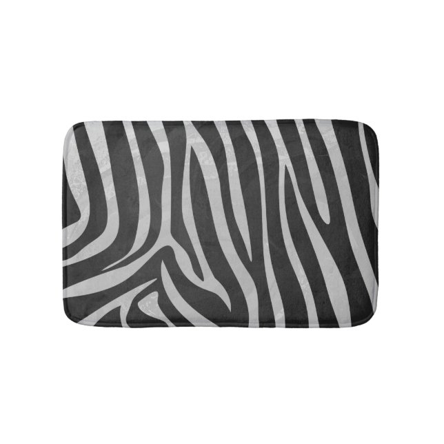 Tapis De Bain Imprimante en noir et gris clair Zebra (Devant)