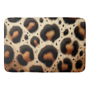 Tapis De Bain Imprimé animal à taches de fourrure beige et noir