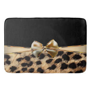 Tapis De Bain Imprimé animal léopard guépard à nœud noir et or