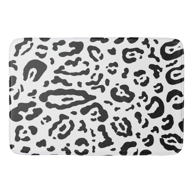Tapis De Bain Imprimé animalier guépard léopard noir et blanc (Devant)