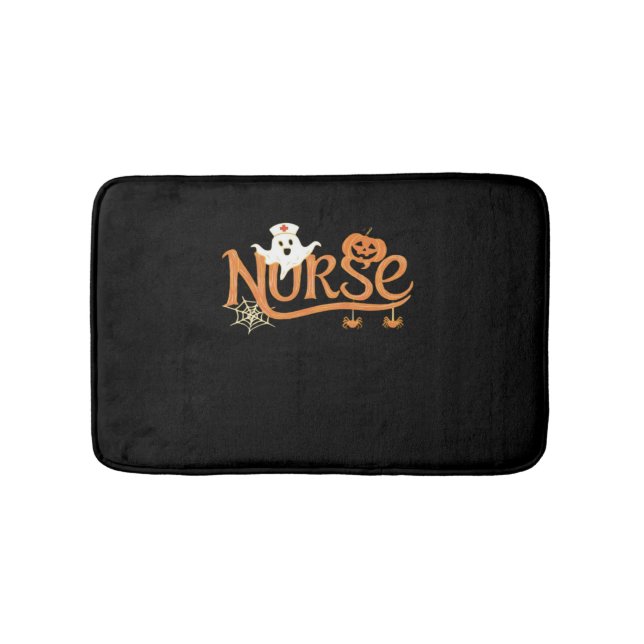 Tapis De Bain Infirmière Halloween mignon Fantôme et Citrouille  (Devant)