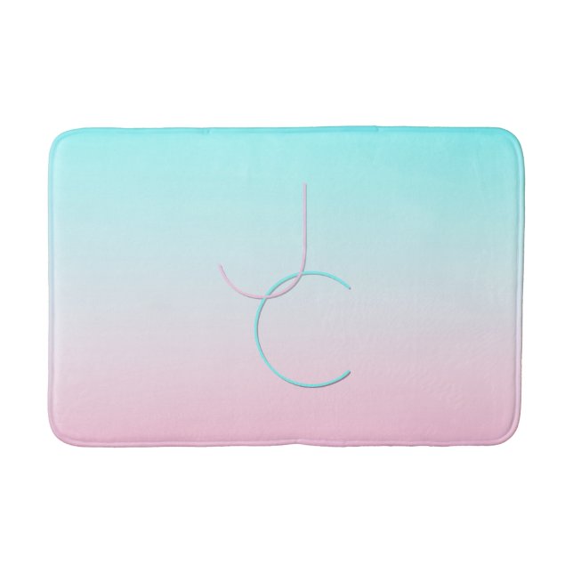 Tapis De Bain Initiales de chevauchement modernes 2 | Rose turqu (Devant)