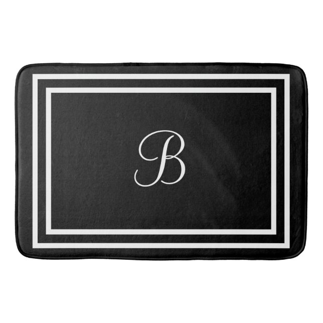 Tapis De Bain Initiales ou nom de bain noir (Devant)