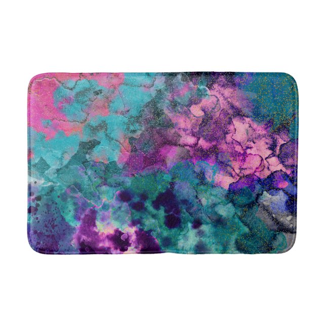 Tapis De Bain Inky Watercolor Abstract (Devant)