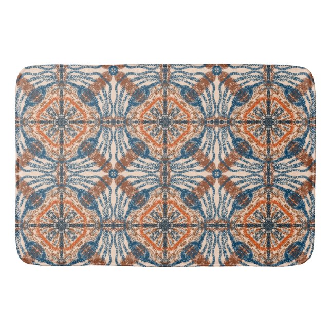 Tapis De Bain Inspiré par la Turquie : Texturé Marine & Terracot (Devant)