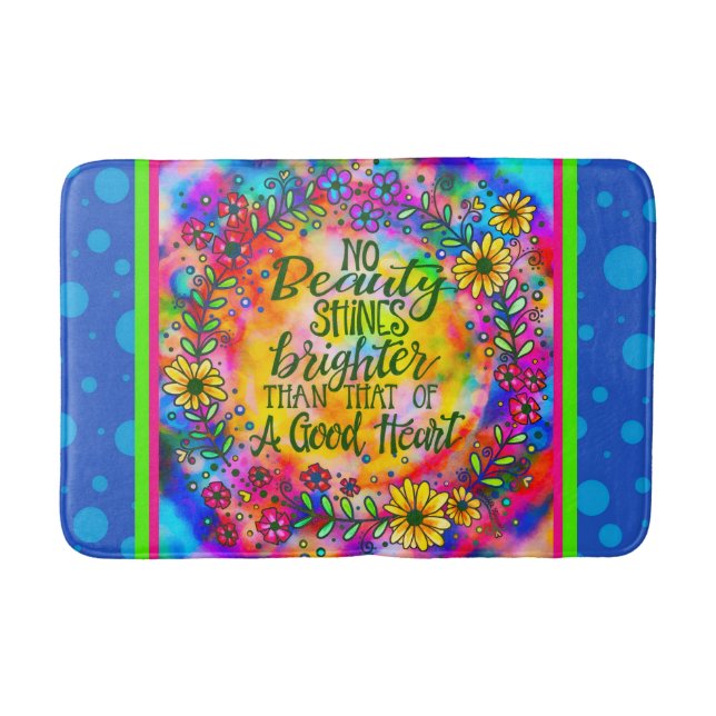 Tapis De Bain Inspiring Beauty Quote Colorful Floral  (Devant)