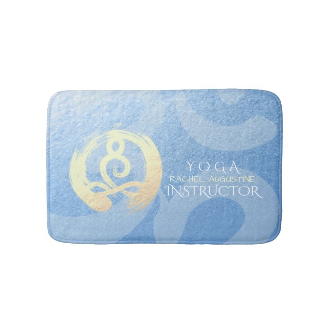 Tapis De Bain Instructeur de Yoga Méditation Bleu & Or Pose ZEN  (Devant)