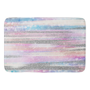 Tapis De Bain Iridescente moderne et Parties scintillant argenté