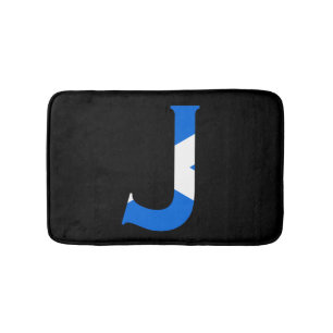 Tapis De Bain J Monogram superposé sur Scottish Flag bmcnt
