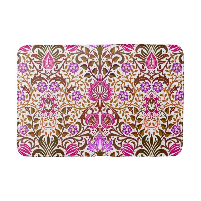 Tapis De Bain Jacobean Floral Damask, rose, violet et Brown (Devant)