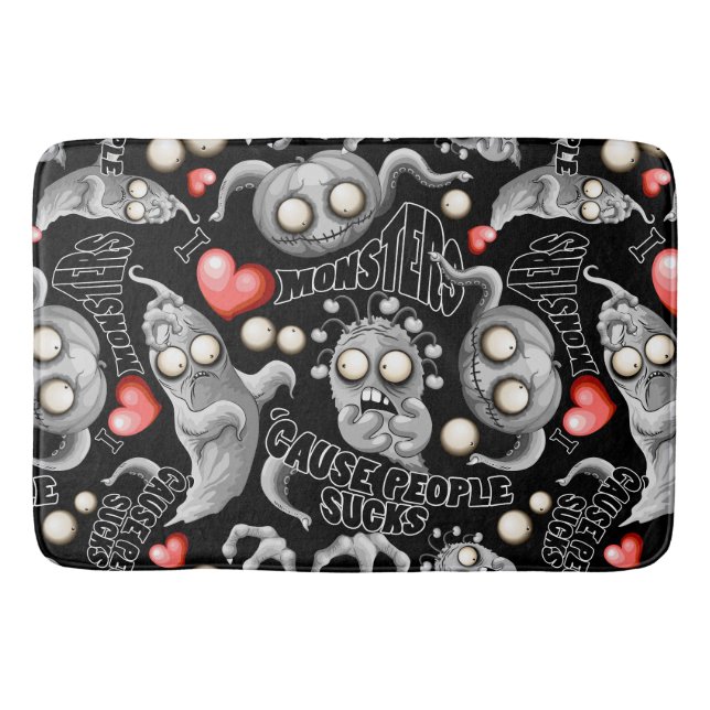 Tapis De Bain J'aime les monstres parce que les gens aiment les  (Devant)