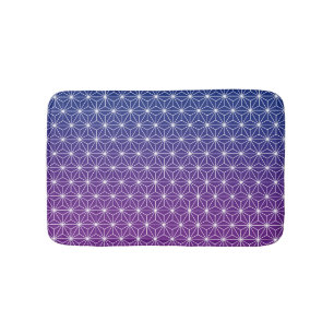 Tapis De Bain Japonais Asanoha traditionnel imprimé bleu et viol