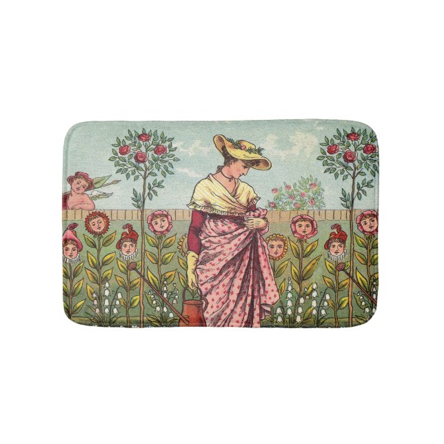 Tapis De Bain Jardin Cultivation Flower Woman Art Antique (Devant)