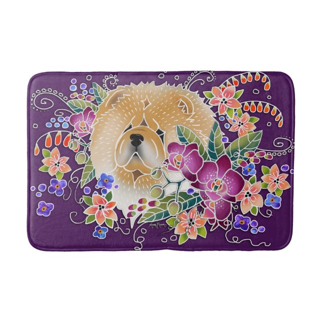 Tapis De Bain JARDIN DANSE CHOW Purple - Crate ou Bath Mat (Devant)