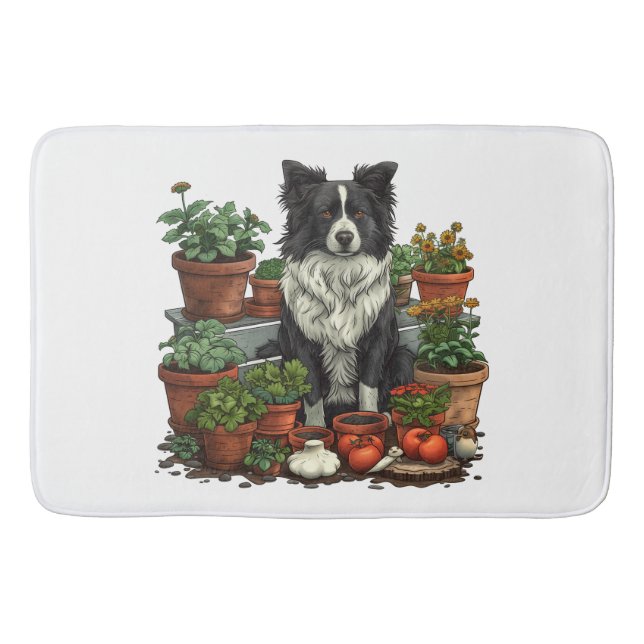 Tapis De Bain Jardin de Collie à la frontière (Devant)