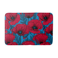 Jardin de pavot rouge sur bleu
