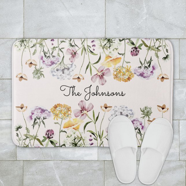 Tapis De Bain Jardin Fleur sauvage de nom personnalisé (In situ bathroom floor)