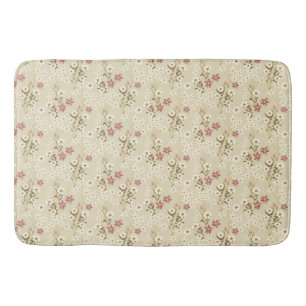 Tapis De Bain Jardin Floral Delight en magenta doux et blanc