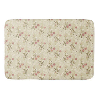 Tapis De Bain Jardin Floral Delight en magenta doux et blanc
