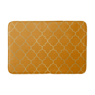 Tapis De Bain Jaune de safran des indes et motif de Quatrefoil