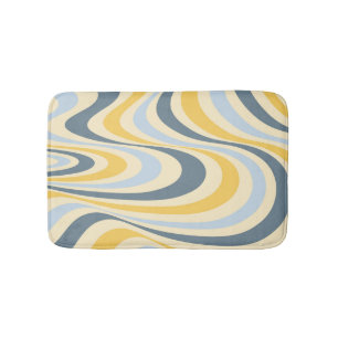 Tapis De Bain Jaune et bleu abstrait design tourbillon