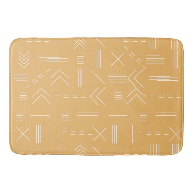 Tapis De Bain Jaune moderne Boho Monogramme géométrique personna (Devant)