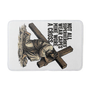 Tapis De Bain Jésus portant la Croix Vintage Chrétien