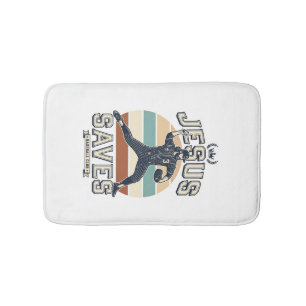 Tapis De Bain Jésus Sauve Baseball Vintage Chrétien Vecteur Desi