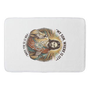 Tapis De Bain Jésus Verre à Bière Vide Cassé Barman Boit Humour