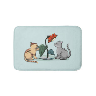 Tapis De Bain Jeu de fleurs délice d'été de chatons