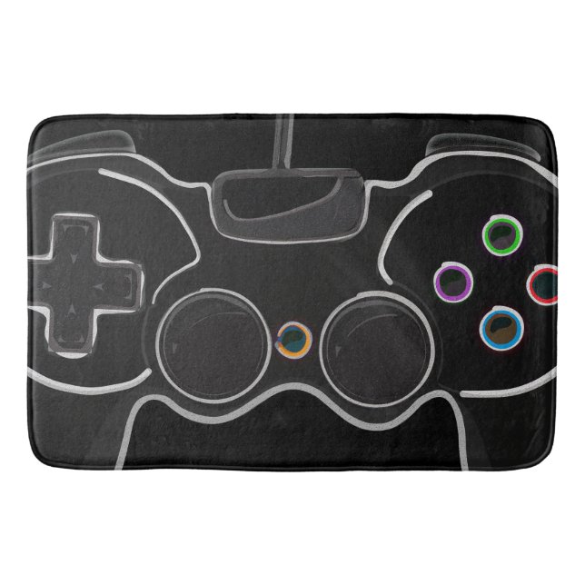 Tapis De Bain Jeu vidéo noir Gamer (Devant)