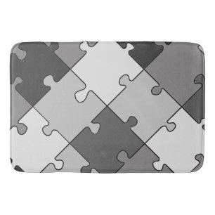 Tapis De Bain Jigsaw Puzzle Diagonal Tons Gris Graphiques