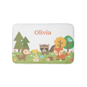 Tapis De Bain Joli Bois Forêt Animaux Enfants Décor Chambre