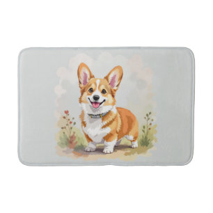 Tapis De Bain Joli chien Pembroke Welsh Corgi rouge