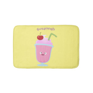 Tapis De Bain Joli dessin animé de sundae à la glace à la fraise