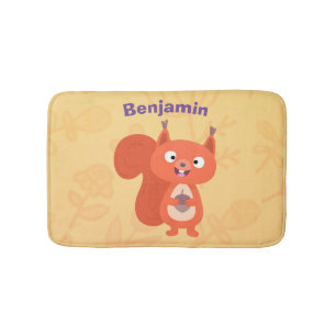 Tapis De Bain Joli dessin animé d'écureuil roux