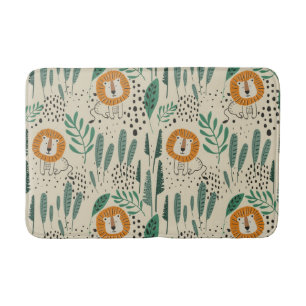 Tapis De Bain Joli Doodle Lion Jungle Rainforest Motif