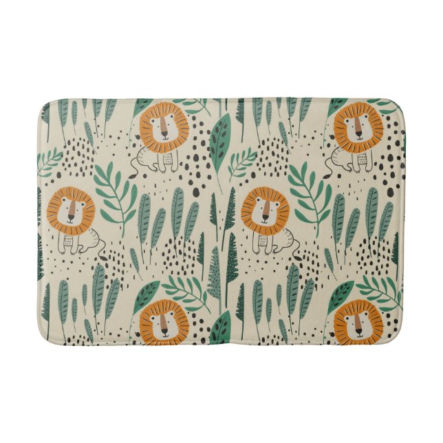 Tapis De Bain Joli Doodle Lion Jungle Rainforest Motif (Devant)