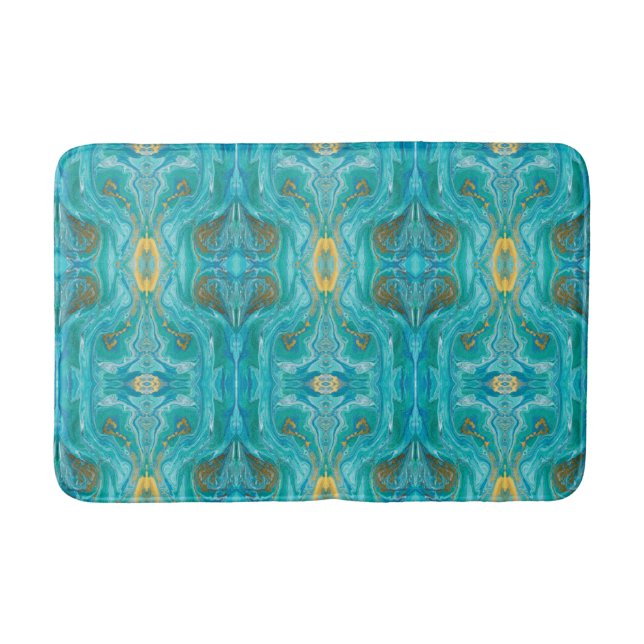 Tapis De Bain Joli marbre d'or turquoise (Devant)