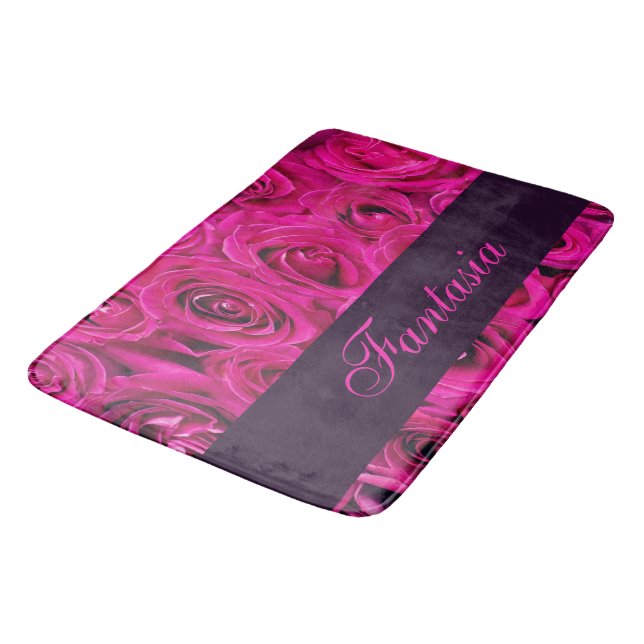 Tapis De Bain Joli monogramme rose roses (Angle)