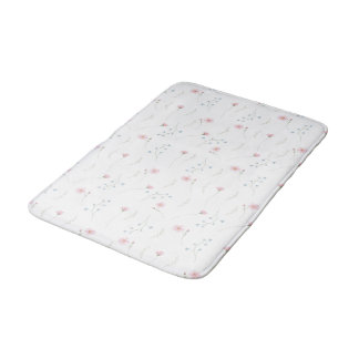 Tapis De Bain Joli motif de fleur sauvage à l'aquarelle rose ble