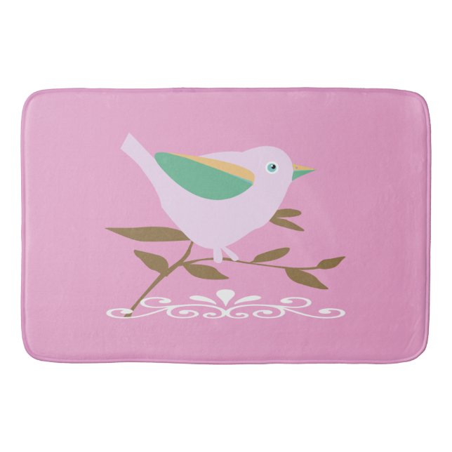 Tapis De Bain Joli oiseau rose (Devant)