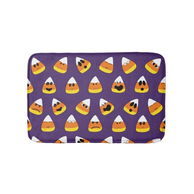 Tapis De Bain Joli orange violet Halloween Emoji Candy Corn (Devant)