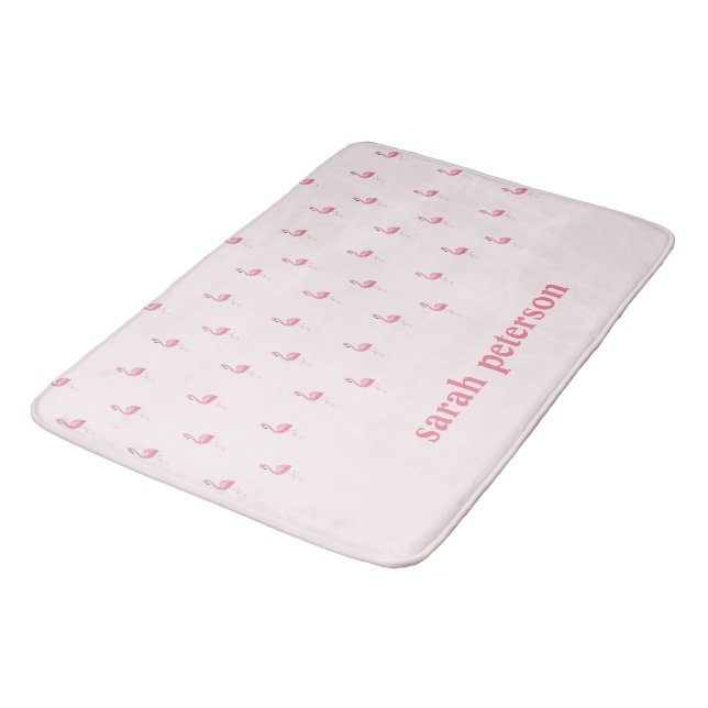 Tapis De Bain Joli rose flamingo nom personnalisé rose (Angle)