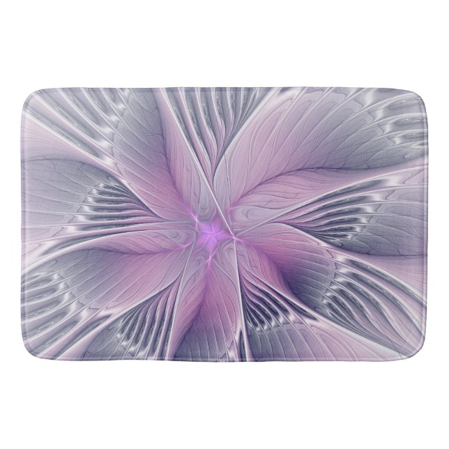 Tapis De Bain Joli rose Fleur Moderne Abstrait Fractal Art (Devant)