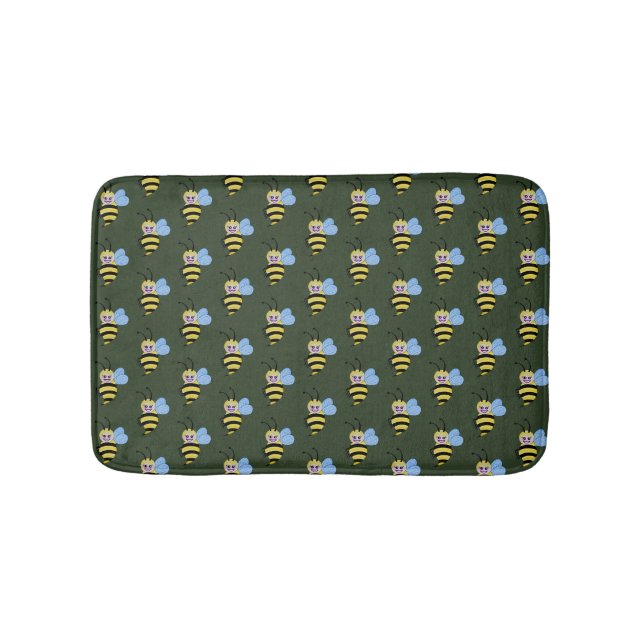 Tapis De Bain Jolie Abeille Aquarelle Avec Un Bon Sourire (Devant)