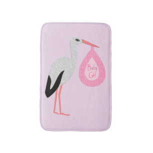Tapis De Bain Jolie chatte rose bébé fille Stork